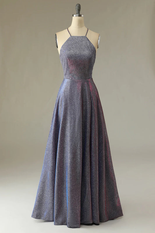 AerbaDress Glitter Purple Long Prom Dress