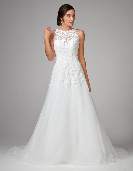 AerbaDress a gorgeous lace a-line with halter neck bodice