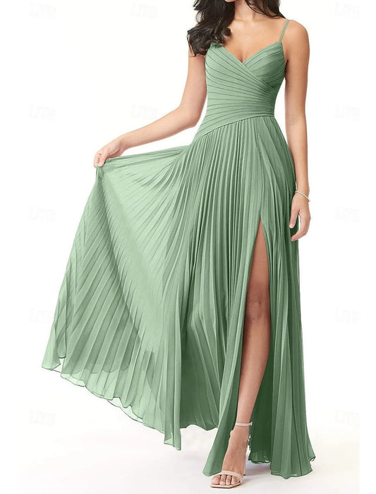 AerbaDress A-Line/Princess V Neck Spaghetti Straps elegant Bridesmaid Dresses Wedding Guest Dresses