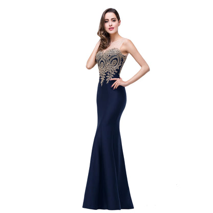 AerbaDress Fashion Royal Blue Lace Mermaid Evening Dress for Women Floor Length Evening Dress