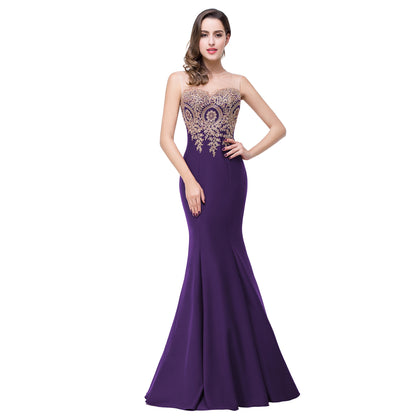 AerbaDress Fashion Royal Blue Lace Mermaid Evening Dress for Women Floor Length Evening Dress