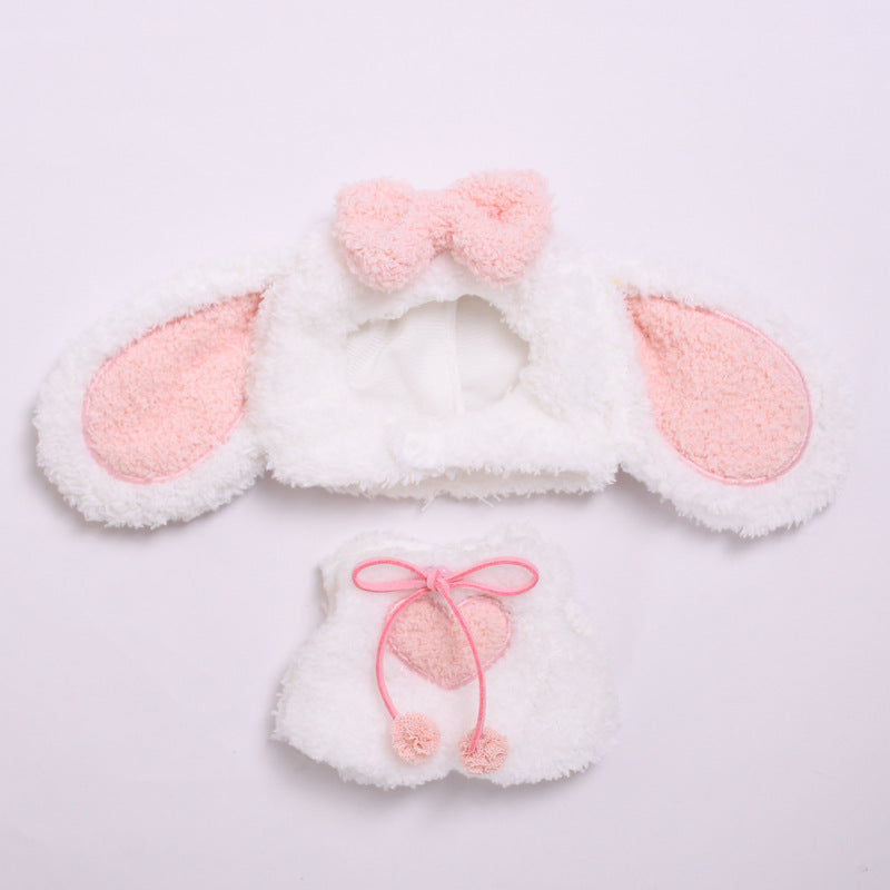 Handmade Labubu set can be paired with Labubu V1 Macaron and V2 seats with plush white rabbit bow tie set Labubu dressing for children (excluding dolls)