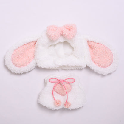 Handmade Labubu set can be paired with Labubu V1 Macaron and V2 seats with plush white rabbit bow tie set Labubu dressing for children (excluding dolls)