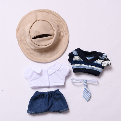 Handmade Labubu set can be paired with Labubu V1 Macaron and V2 seat accessories blue cool student uniform set Labubu doll outfit (excluding dolls)