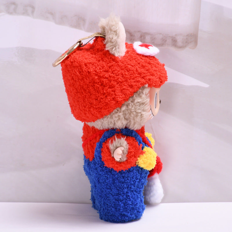 Handmade Labubu set can be paired with Labubu V1 Macaron and V2 seats with knitted plush Mario Labubu cute baby clothes (excluding dolls)