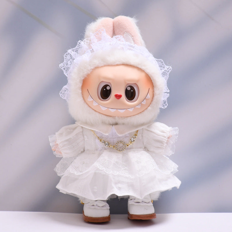 Handmade Labubu set can be paired with Labubu V1 Macaron and V2 seats with white lace dress set and Labubu doll outfit (excluding dolls)