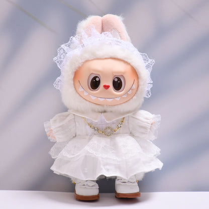 Handmade Labubu set can be paired with Labubu V1 Macaron and V2 seats with white lace dress set and Labubu doll outfit (excluding dolls)