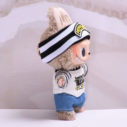 Handmade Labubu set can be paired with Labubu V1 Macaron and V2 seat sports trend shirt set vinyl LABUBU baby clothing replacement (excluding dolls)