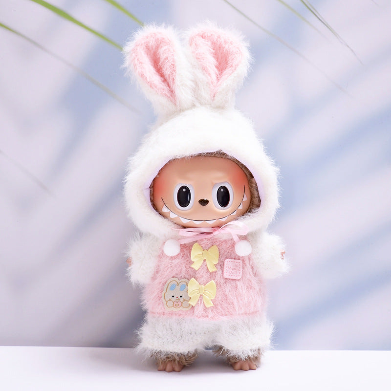 Handmade Labubu set can be paired with Labubu V1 Macaron and V2 seat rabbit ear fur set Labubu plush doll clothing replacement (excluding dolls)