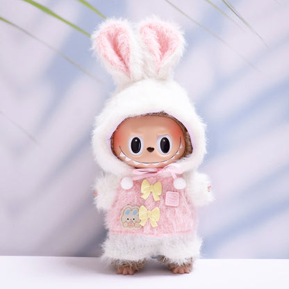 Handmade Labubu set can be paired with Labubu V1 Macaron and V2 seat rabbit ear fur set Labubu plush doll clothing replacement (excluding dolls)
