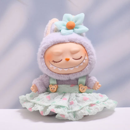 Handmade Labubu set can be paired with Labubu V1 Macaron and V2 seats and can be paired with a fluffy gauze skirt set and a lace up cloth for children's clothing (excluding dolls)