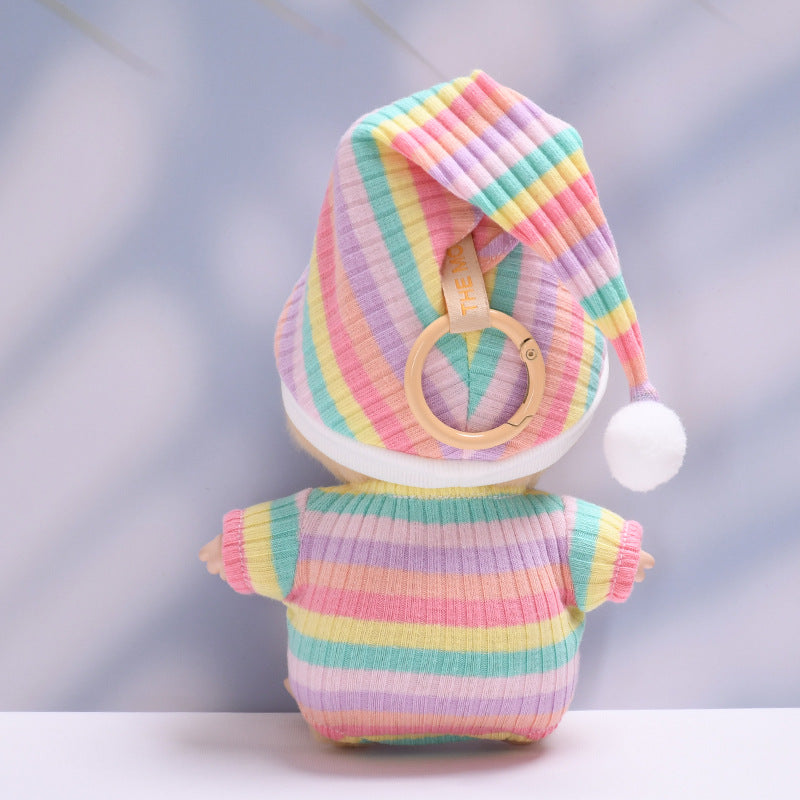 Handmade Labubu set can be paired with Labubu V1 Macaron and V2 seats with vinyl pendants children's clothing striped pajamas (excluding dolls)