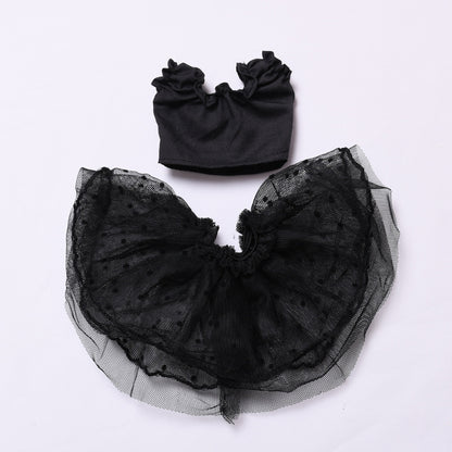 Handmade Labubu set can be paired with Labubu V1 Macaron and V2 seats straw hat black wedding dress lace set Labubu doll outfit (excluding dolls)