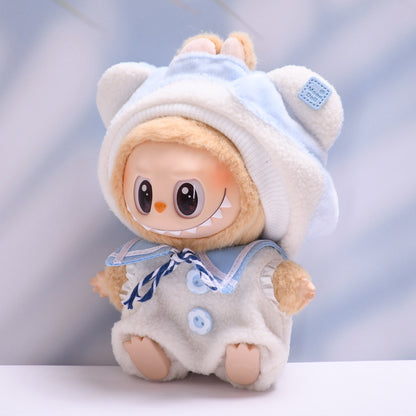 Handmade Labubu set can be paired with Labubu V1 Macaron and V2 seat accessories blue teddy bear hat set Labubu plush doll outfit (excluding dolls)