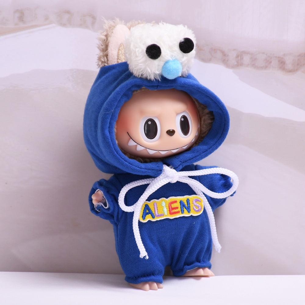 Handmade Labubu set can be paired with Labubu V1 Macaron and V2 seats blind box 17cm canvas pendant clothes big eyed monster jumpsuit as a substitute for vinyl Labubu baby clothes (excluding dolls)