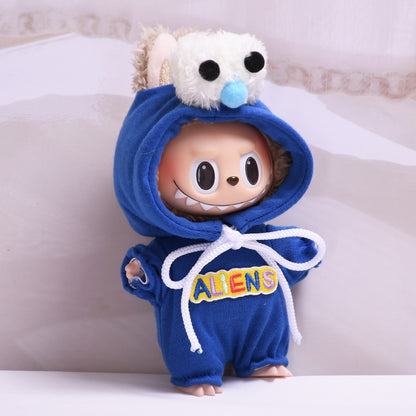 Handmade Labubu set can be paired with Labubu V1 Macaron and V2 seats blind box 17cm canvas pendant clothes big eyed monster jumpsuit as a substitute for vinyl Labubu baby clothes (excluding dolls)