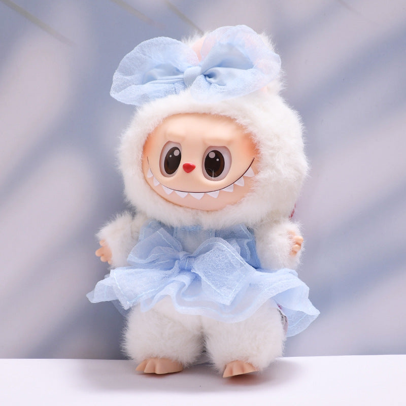 Handmade Labubu set can be paired with Labubu V1 Macaron and V2 seats with bow dresses and cute baby clothes made of canvas (excluding dolls)