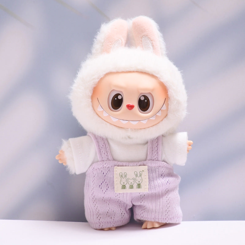Handmade Labubu set can be paired with Labubu V1 Macaron and V2 seats including bunny T-shirt overalls Labubu changing clothes for children (excluding dolls)