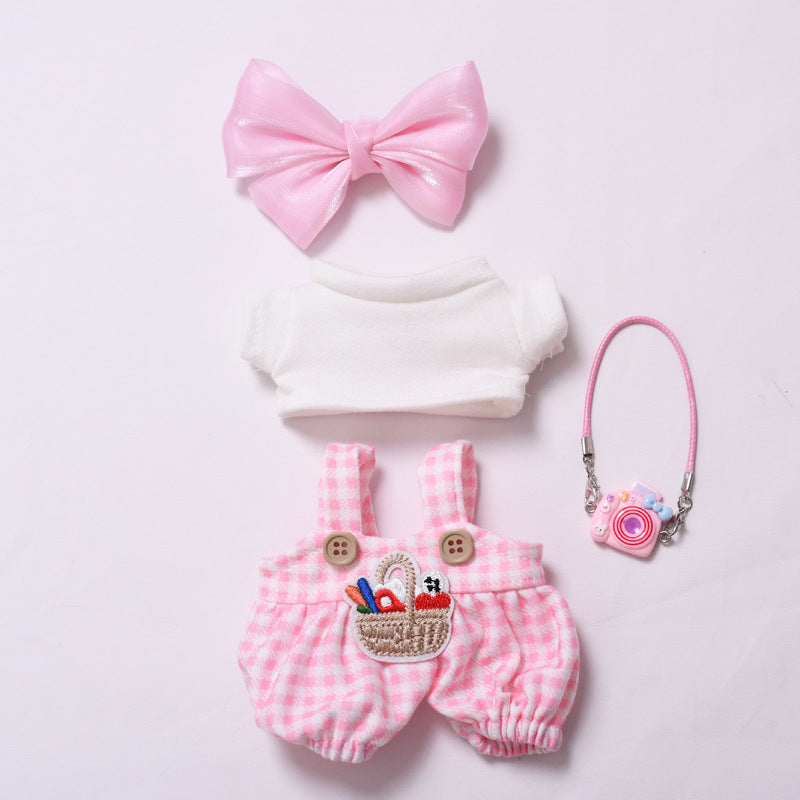 Handmade Labubu Outfit first second and third generation pendants Labubu clothes checkered overalls bow cameras Labubu dolls clothing accessories (not including dolls)