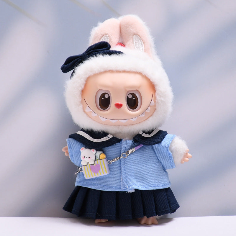 Handmade Labubu set can be paired with Labubu V1 Macaron and V2 seats blue sailor JK skirt set Labubu doll outfit (excluding dolls)