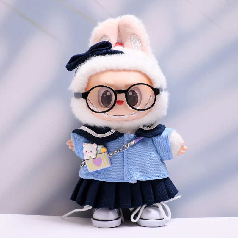 Handmade Labubu set can be paired with Labubu V1 Macaron and V2 seats blue sailor JK skirt set Labubu doll outfit (excluding dolls)