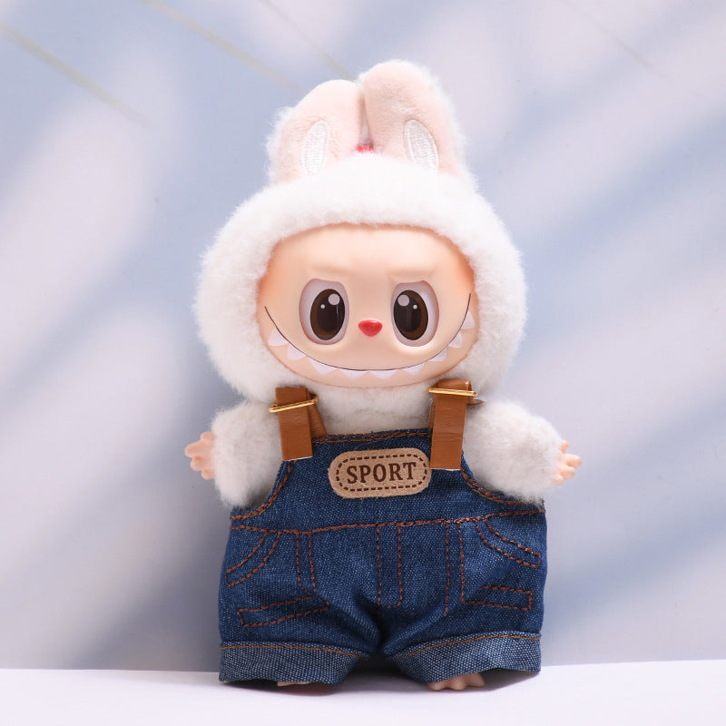 Handmade Labubu set can be paired with Labubu V1 Macaron and V2 seats denim overalls Labubu doll outfit (excluding dolls)