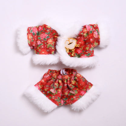 Handmade Labubu set can be paired with Labubu V1 Macaron and V2 seat hangers Labubu cloth clothes large flower cotton jacket set Labubu clothing for children (excluding dolls)