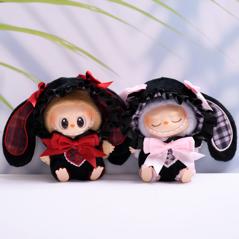 Handmade Labubu set can be paired with Labubu V1 Macaron and V2 seats blind box Labubu pendant clothes rabbit ear hooded clothes Labubu doll clothes cute (excluding dolls)