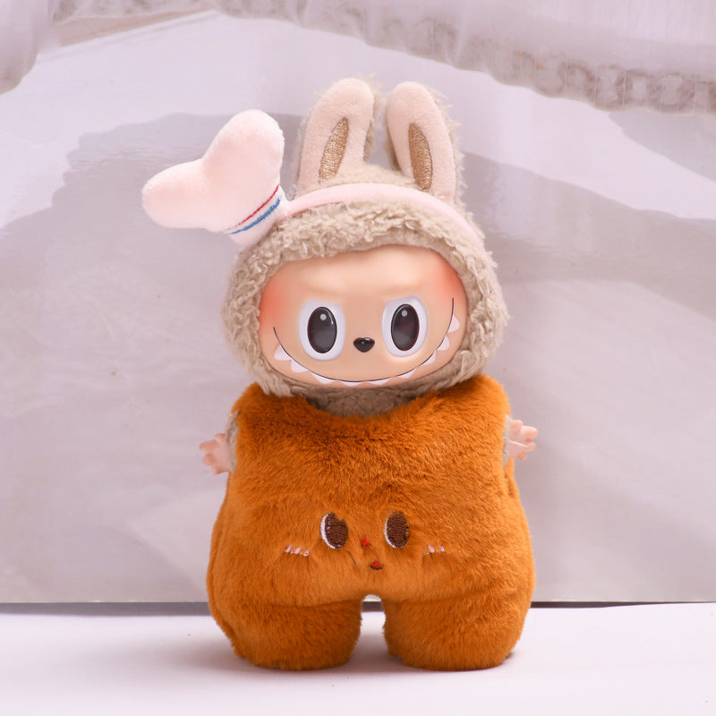 Handmade Labubu set can be paired with Labubu V1 Macaron and V2 seats with 17cm canvas pendant to replace clothes Cute chicken leg two-piece set for baby clothes Labubu doll cute (excluding dolls)