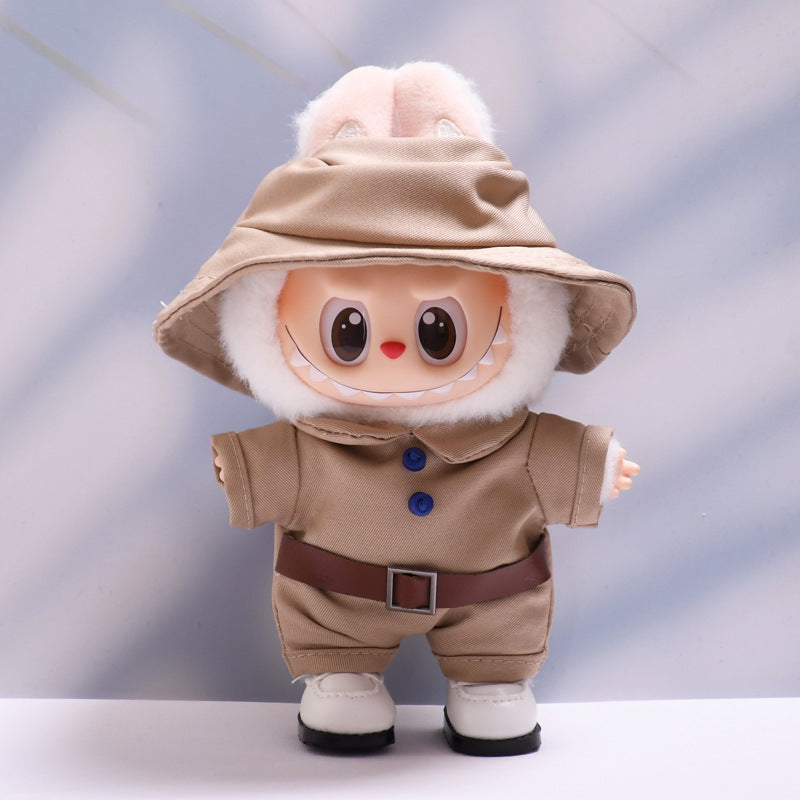 Handmade Labubu set can be paired with Labubu V1 Macaron and V2 seats khaki workwear jumpsuit labubu dress change for children (excluding dolls)