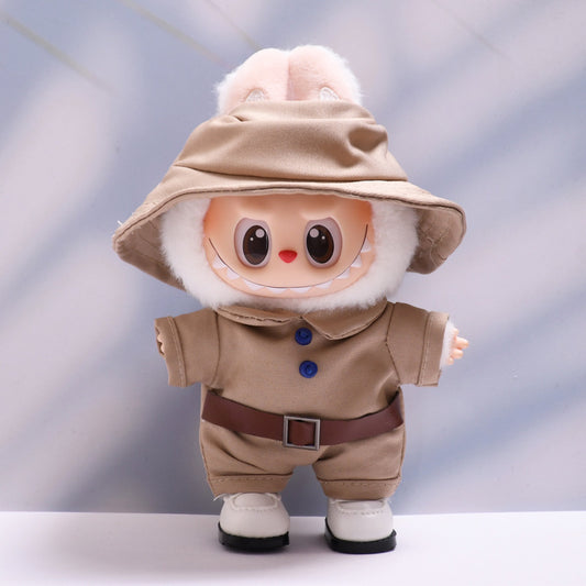 Handmade Labubu set can be paired with Labubu V1 Macaron and V2 seats khaki workwear jumpsuit labubu dress change for children (excluding dolls)