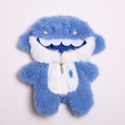 Handmade Labubu Outfit Blind Box 17cm Pendant Labubu Cloth Clothes Blue Shark jumpsuit Keychain Labubu Baby Clothes (not including dolls)
