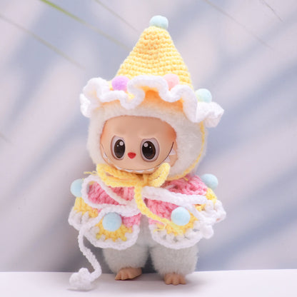 Handmade Labubu set can be paired with Labubu V1 Macaron and V2 seats colored ball yarn sweater shawl set Labubu baby clothing replacement (excluding dolls)