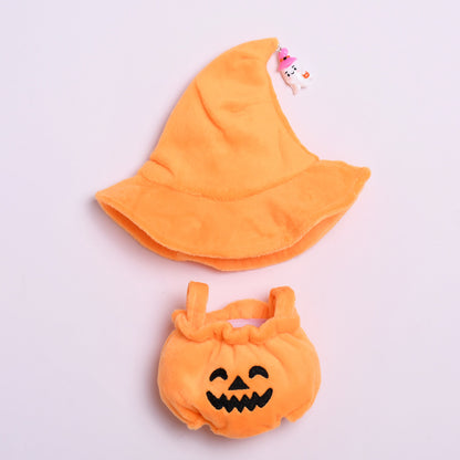 Handmade Labubu Outfit 17cm First and Second Generation Labubu Cloth Pendant Halloween Pumpkin Clothes Black Hat Baby Clothes Vinyl Dolls (not including dolls)