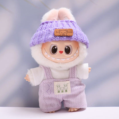 Handmade Labubu set can be paired with Labubu V1 Macaron and V2 seats including bunny T-shirt overalls Labubu changing clothes for children (excluding dolls)