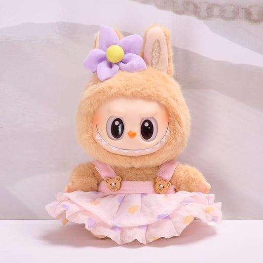 Handmade Labubu set can be paired with Labubu V1 Macaron and V2 seats second-generation vinyl seats party seats canvas hanging clothes teddy bear straps gauze skirts Labubu baby clothes (excluding dolls)