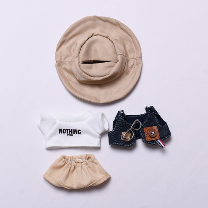 Handmade Labubu set can be paired with Labubu V1 Macaron and V2 seats denim vest glasses set Labubu doll clothing replacement (excluding dolls)