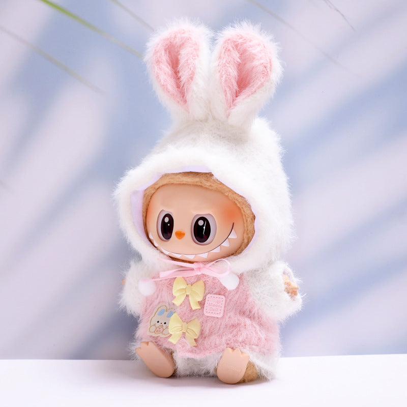 Handmade Labubu set can be paired with Labubu V1 Macaron and V2 seat rabbit ear fur set Labubu plush doll clothing replacement (excluding dolls)