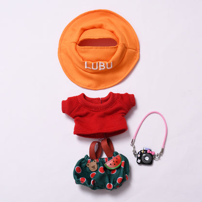 Handmade Labubu set can be paired with Labubu V1 Macaron and V2 seat yellow hat watermelon overalls+black camera Labubu doll outfit (excluding dolls)