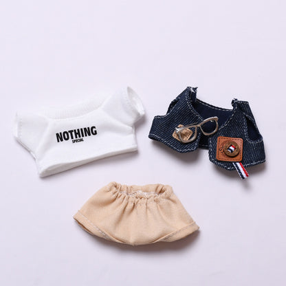 Handmade Labubu set can be paired with Labubu V1 Macaron and V2 seats denim vest glasses set Labubu doll clothing replacement (excluding dolls)
