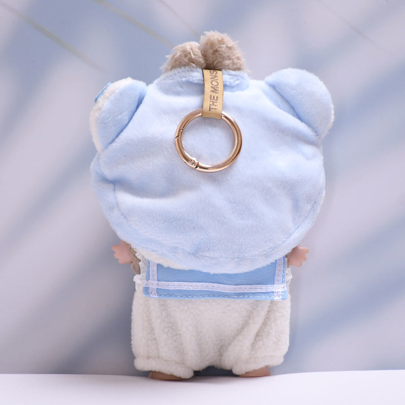 Handmade Labubu set can be paired with Labubu V1 Macaron and V2 seat accessories blue teddy bear hat set Labubu plush doll outfit (excluding dolls)