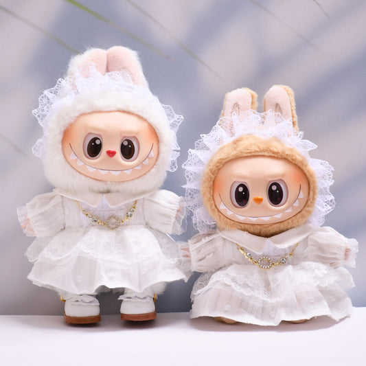 Handmade Labubu set can be paired with Labubu V1 Macaron and V2 seats with white lace dress set and Labubu doll outfit (excluding dolls)