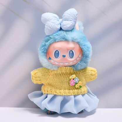 Handmade Labubu set can be paired with Labubu V1 Macaron and V2 seats featuring small floral sweaters gauze skirts bows and Labubu doll outfits (excluding dolls)
