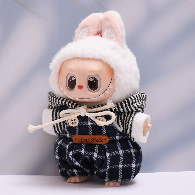 Handmade Labubu set can be paired with Labubu V1 Macaron and V2 seats Haige overalls hooded suit Labubu baby clothes (excluding dolls)