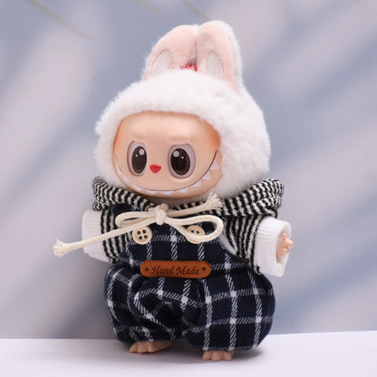 Handmade Labubu set can be paired with Labubu V1 Macaron and V2 seats Haige overalls hooded suit Labubu baby clothes (excluding dolls)