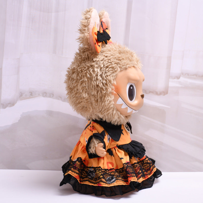 Handmade Labubu set can be paired with Labubu V1 Macaron and V2 seats with 38cm vinyl cloth as a substitute for Halloween dresses and Labubu cute baby clothes (excluding dolls)