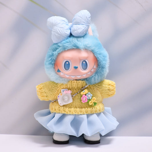 Handmade Labubu set can be paired with Labubu V1 Macaron and V2 seats featuring small floral sweaters gauze skirts bows and Labubu doll outfits (excluding dolls)