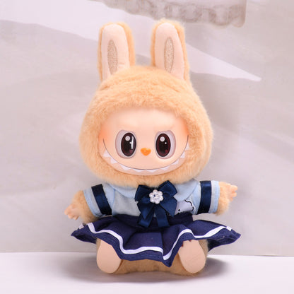 Handmade Labubu set can be paired with Labubu V1 Macaron and V2 seats for blind box seating parties Labubu pendants for couples uniforms school dresses pull fabrics and changing clothes (excluding dolls)