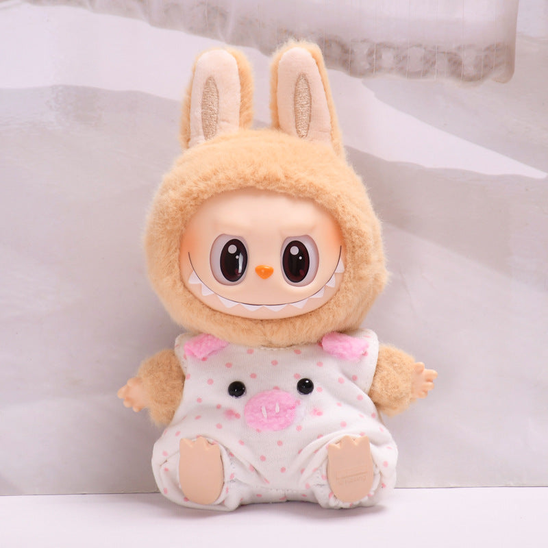 Handmade Labubu Outfit Second Generation Blind Box Labubu Pendant Clothes Pink Piggy Strap Pants Sitting Party Labubu Baby Clothes (not including dolls)