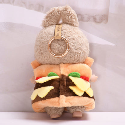 Handmade Labubu set can be paired with Labubu V1 Macaron and V2 seats with blind box pendant 17cm canvas clothes burger takeaway bag keychain Labubu cute baby clothes (excluding dolls)